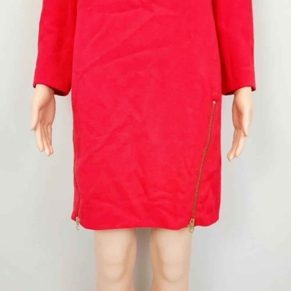 New J.Crew Red Long Sleeve Zipper Dress